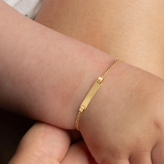 14K Gold Custom Baby Name ID Bracelet - Engravable Jewelry