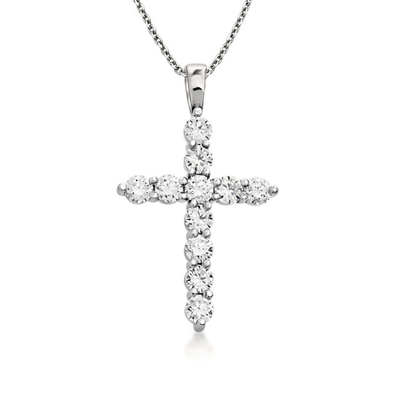 10K/14K Gold 1ct Lab Grown Diamond Cross Pendant Necklace