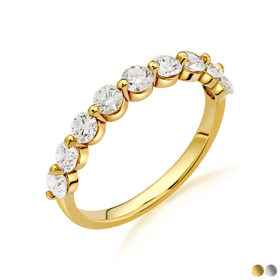 10k/14k Gold Traditional Prong Setting Lab Grown Diamond Half Eternity Band