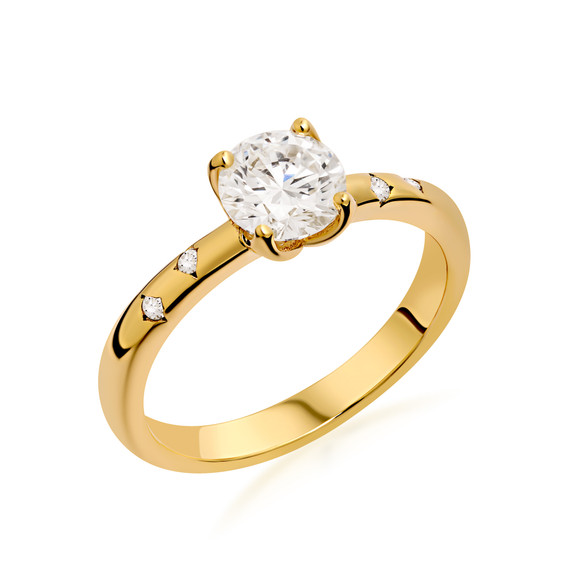 Lab Grown Diamond Pave Band Engagement Ring (Available in 10k/14k)
