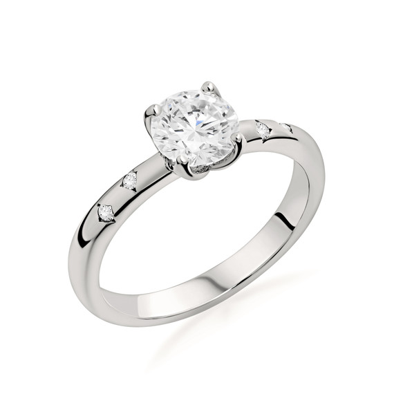 Lab Grown Diamond Pave Band Engagement Ring (Available in 10k/14k)