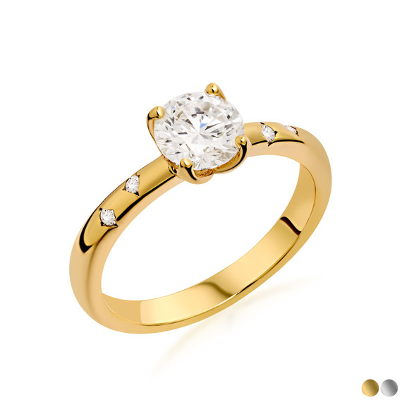 Lab Grown Diamond Pave Band Engagement Ring (Available in 10k/14k)