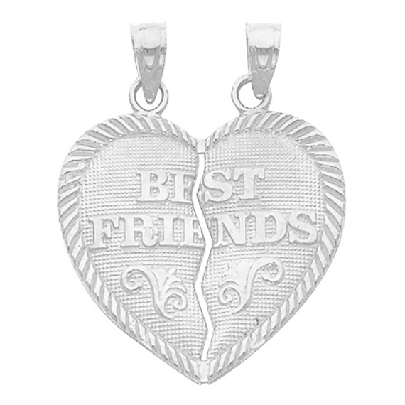 White Gold Hearts Apart - Best Friends - Small