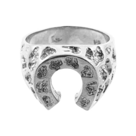 Silver Horse Shoe Nugget Ring