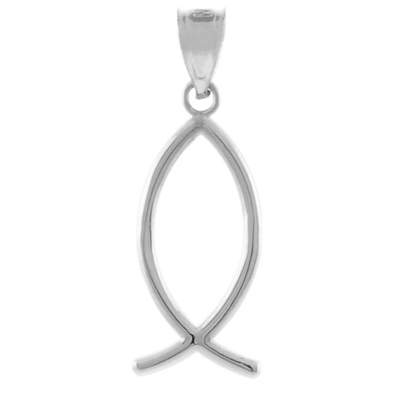 Gold Ichthus (Fish) Vertical Pendant Necklace(Available In Yellow/Rose/White Gold)