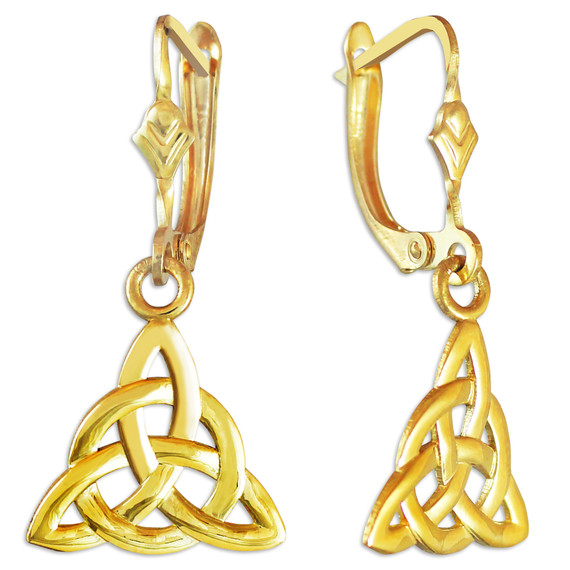 Gold Irish Celtic Trinity Earrings