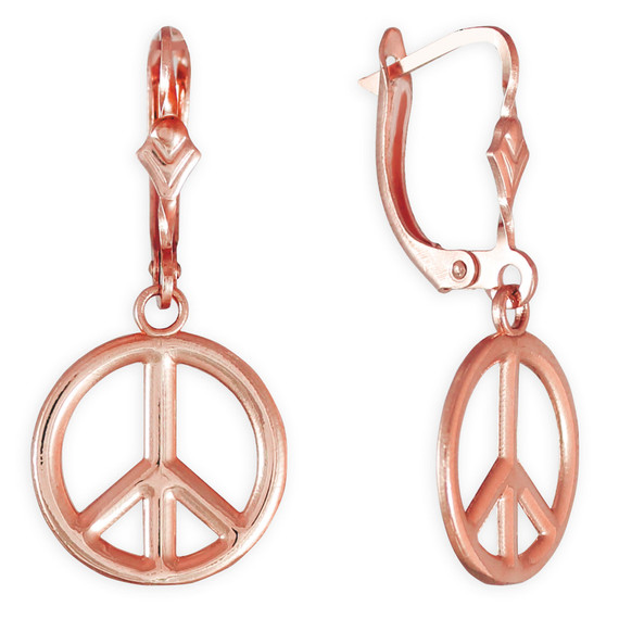 Gold Peace Symbol Earrings