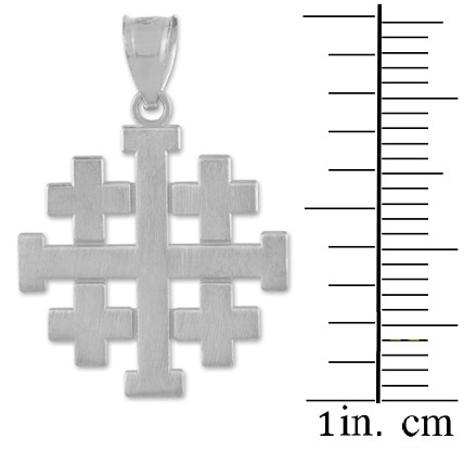 Matte Jerusalem "Crusaders" Cross Pendant  in Sterling Silver