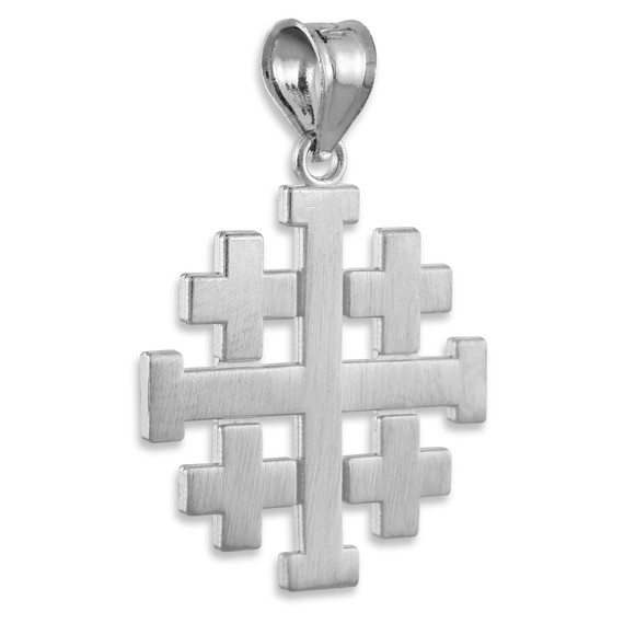 Matte Jerusalem "Crusaders" Cross Pendant  in Sterling Silver