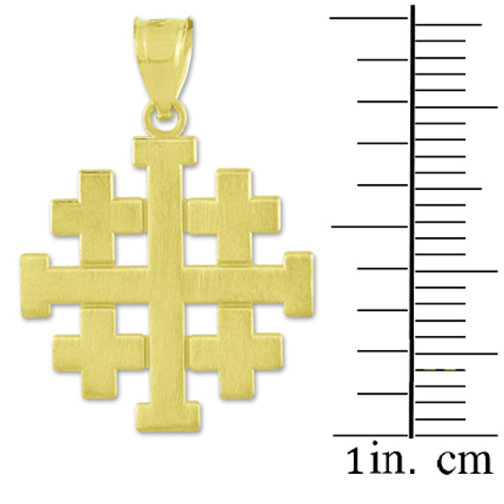 Matte Jerusalem "Crusaders" Cross Pendant Necklace in Gold (Yellow/Rose/White)