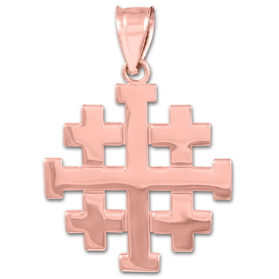 Gold Matte Jerusalem "Crusaders" Cross Pendant Necklace(Available in Yellow/Rose/White)