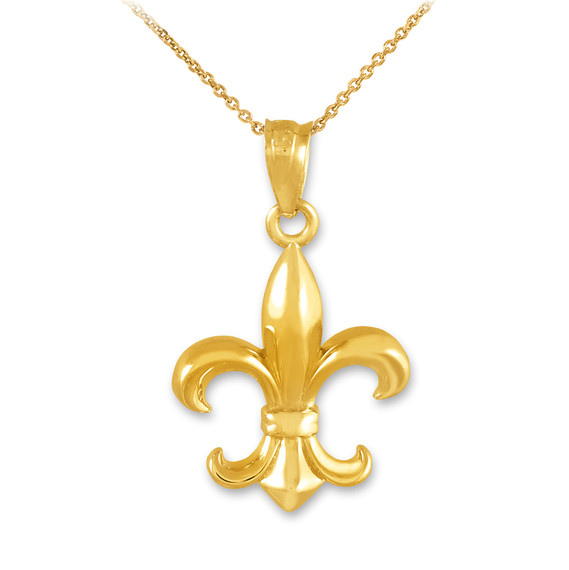 Gold Fleur-de-Lis Charm Pendant Necklace(Available in Yellow/Rose/White)