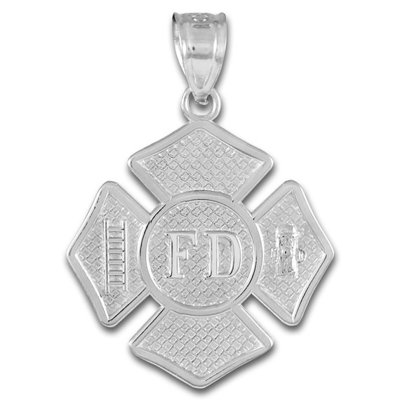 Solid Gold Fire Department Firefighter Badge Pendant  Necklace