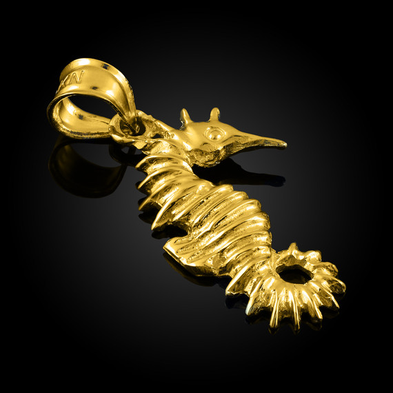 Gold Seahorse Charm Pendant