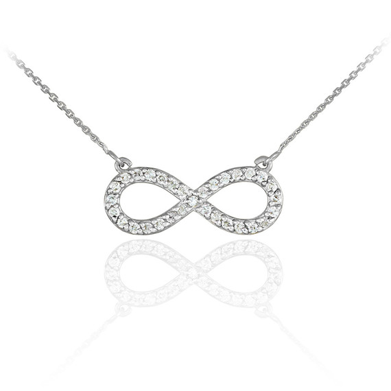 14K White Gold Diamond Infinity Pendant Necklace