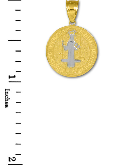 Solid Gold St. Benedict Coin Charm Pendant