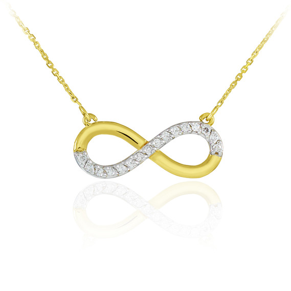 14K Gold Infinity Polished Pendant Necklace with CZ (Available in Yellow Gold / Rose Gold / White Gold)