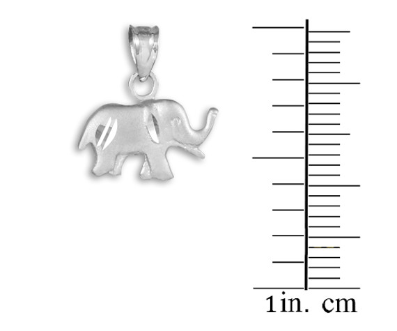 Satin Finish Cute Elephant White Gold Charm Pendant Necklace