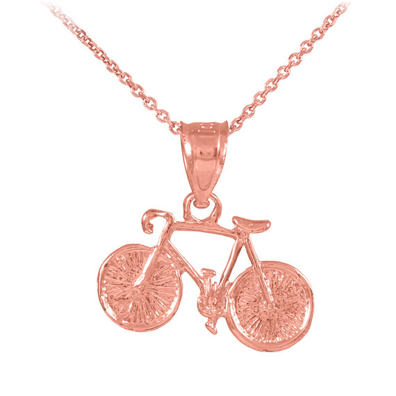 Gold Bicycle Charm Sports Pendant Necklace(Available In Yellow/Rose/White Gold)