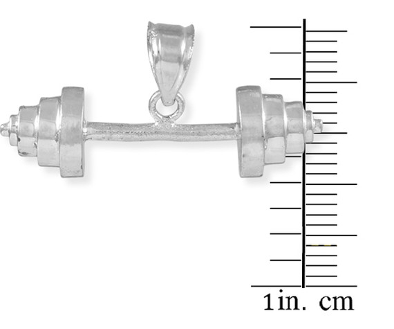 Silver Dumbbell Charm Sports Pendant Necklace