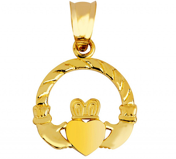 Gold Claddagh Irish Pendant