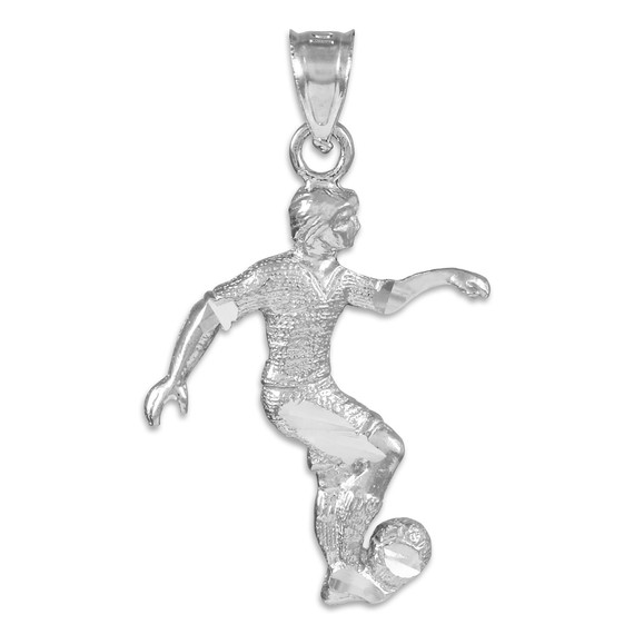 Silver Soccer Player Charm Sports Pendant Necklace