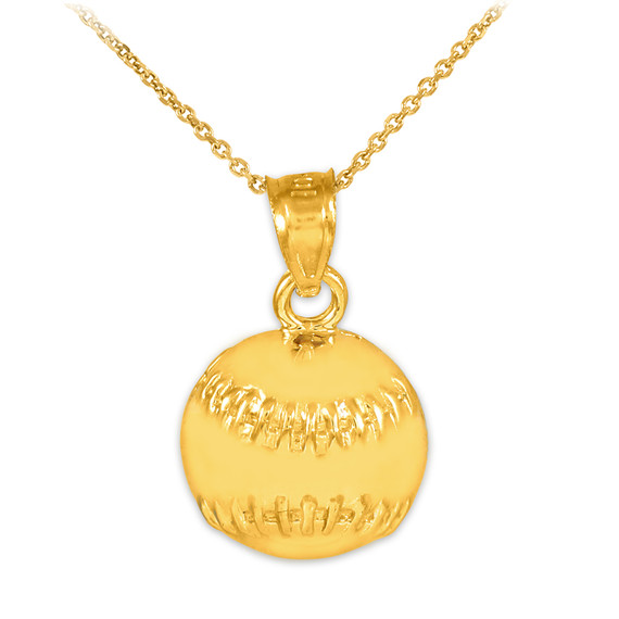 Gold Baseball/Softball Charm Sports Pendant Necklace