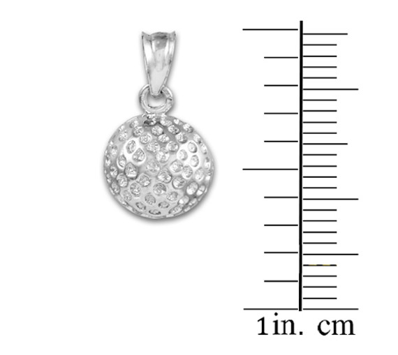 Golf Ball Silver Charm Sports Pendant Necklace