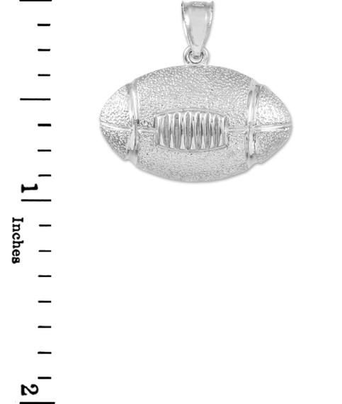 White Gold Football Sports Pendant with measurement