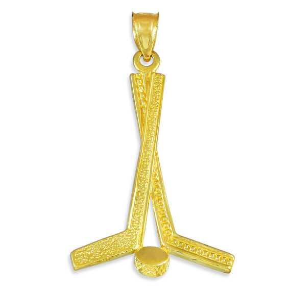Gold Hockey Sticks Sports Pendant Necklace