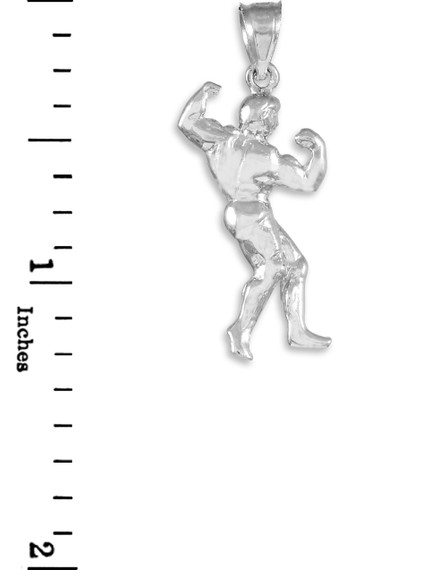 Full Bodybuilder Silver Sports Pendant Necklace