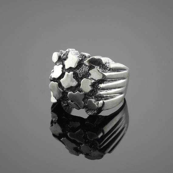 Silver Men's Nugget Ring