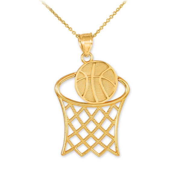 Basketball Hoop Gold Sports Pendant Necklace