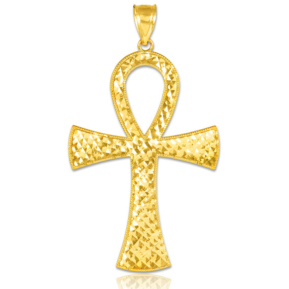 Egyptian Ankh Cross Gold Pendant Necklace