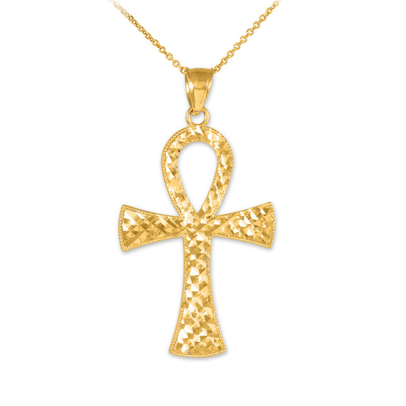Ankh Cross Gold Pendant Necklace (Available in Yellow/Rose/White Gold)