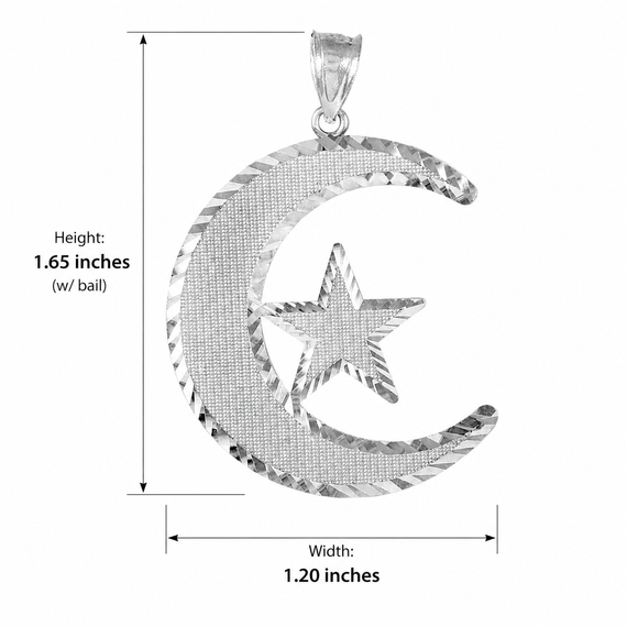 Islamic Crescent Silver Pendant