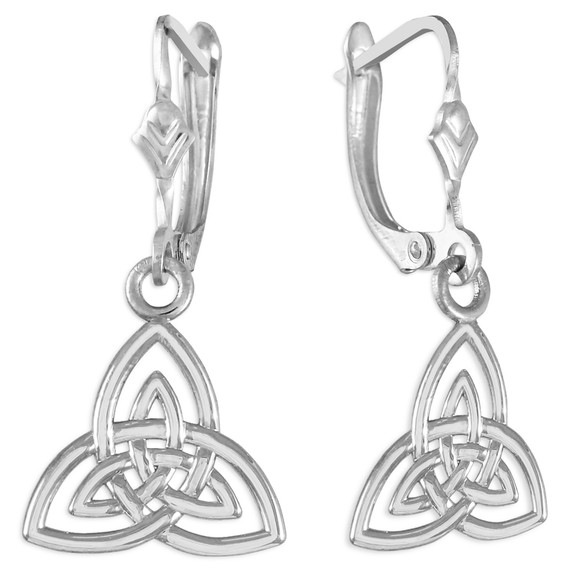 Trinity Knot White Gold Earrings