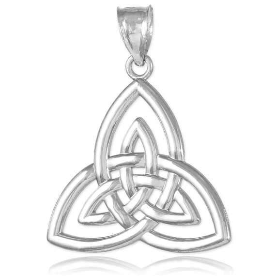 White Gold Triquetra Trinity Knot Pendant Necklace