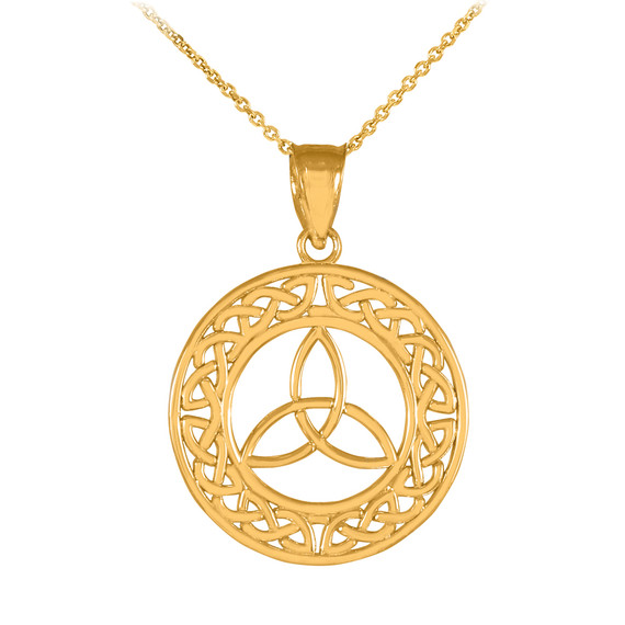 Round Gold Trinity Pendant Necklace