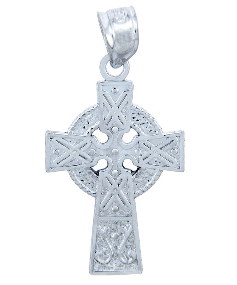 Silver Celtic Charm Gaelic Cross Pendant Necklace