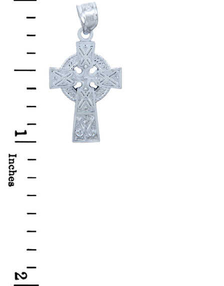 Silver Celtic Charm Gaelic Cross Pendant Necklace