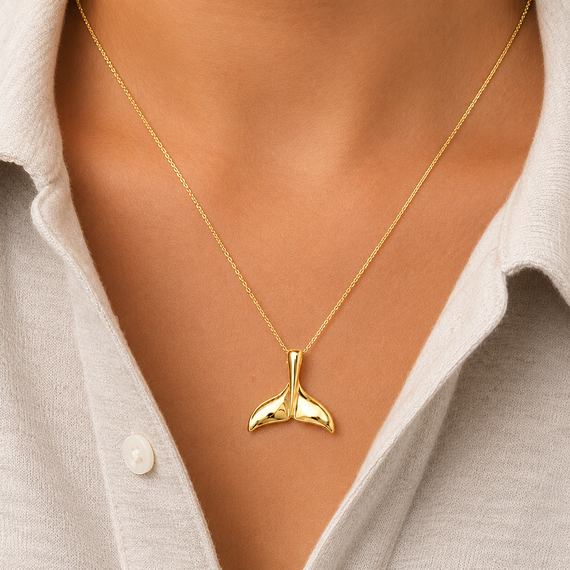 Gold Whale Tail Pendant