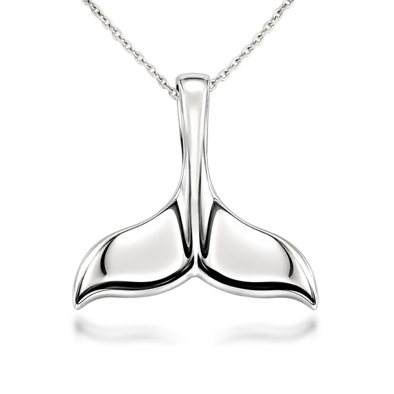 Silver Dolphin Whale Tail Pendant