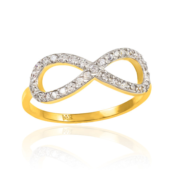 Gold CZ Infinity Ring(Available in Yellow/Rose/White Gold)