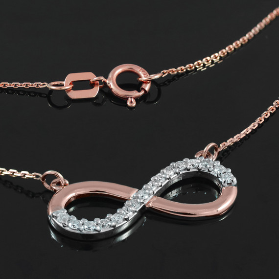 14K Rose Gold Infinity Pendant Polished Necklace with CZ