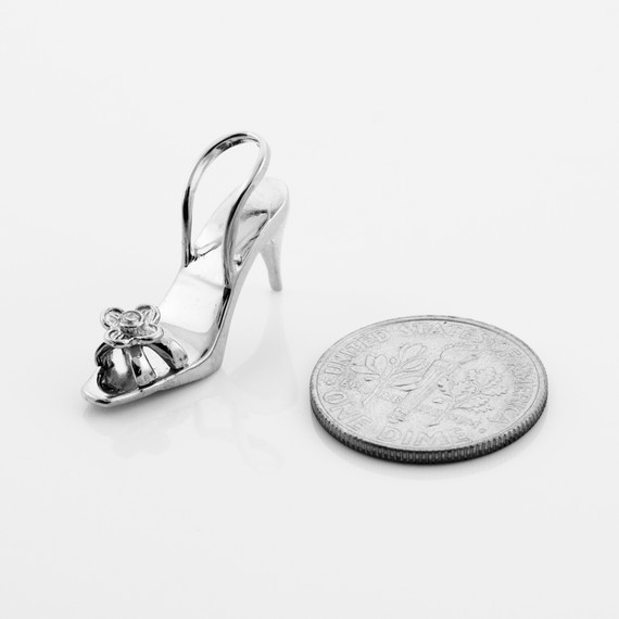 Silver 3D Shoe CZ Pendant