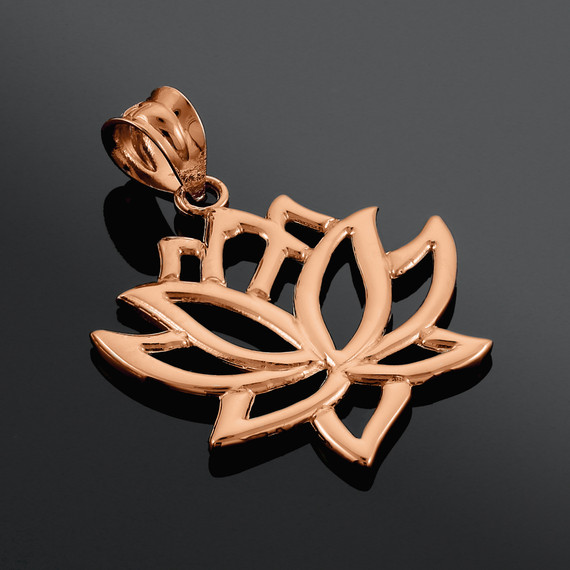 Lotus Flower Rose Gold  Pendant Necklace