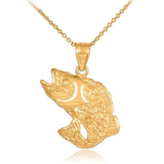 Gold Sea Bass Pendant Necklace