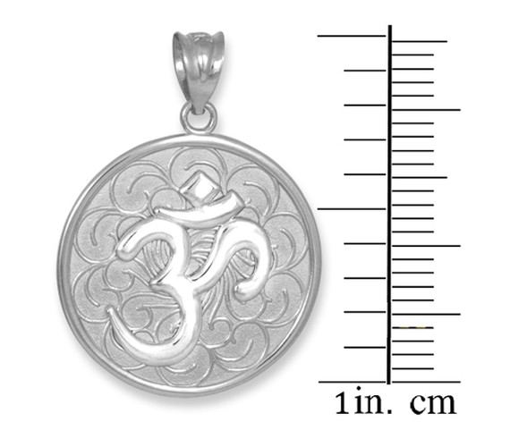 White Gold Om Medallion Pendant Necklace