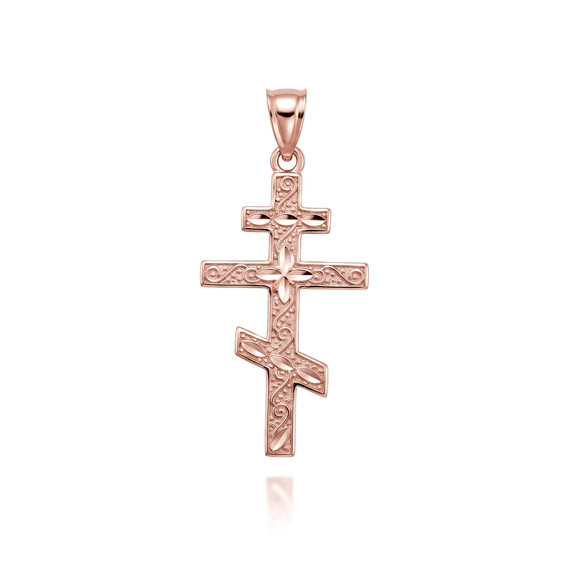 Gold Russian Orthodox Cross Pendant Necklace (Available in Yellow/Rose/White)